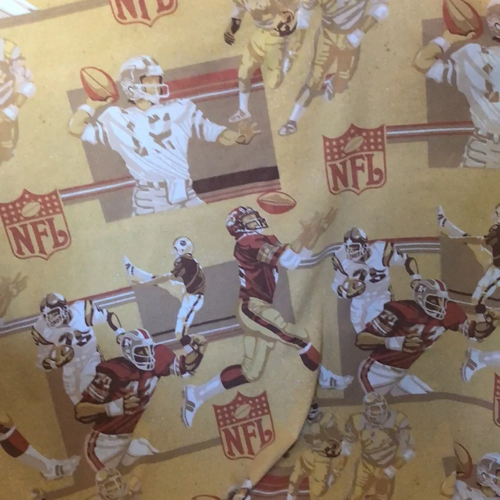 NFL Football VTG Brown Flat Sheet Vintage Football Bedding NFL 1980s NFL